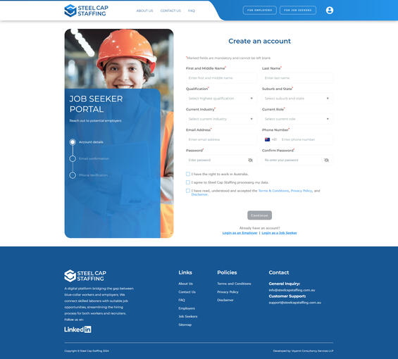 Job Seekers Registration page
