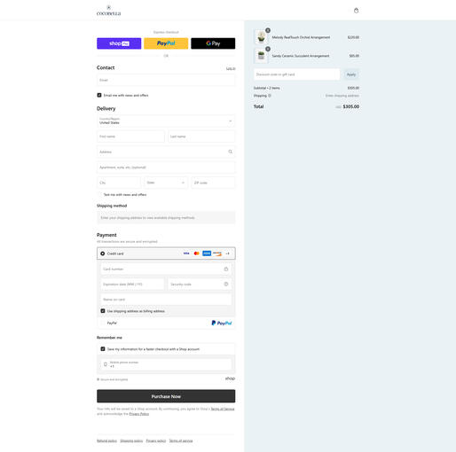 Checkout page