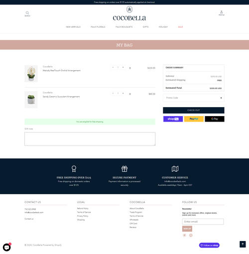 Cart page